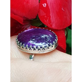 Sterling silver ring with natural amethyst Particles of Mauve