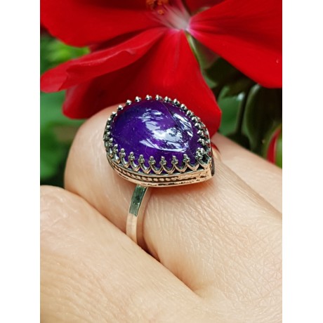 Sterling silver ring with natural amethyst Classy Hearty, Bijuterii de argint lucrate manual, handmade