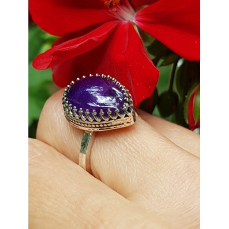 Sterling silver ring with natural amethyst Classy Hearty, Bijuterii de argint lucrate manual, handmade