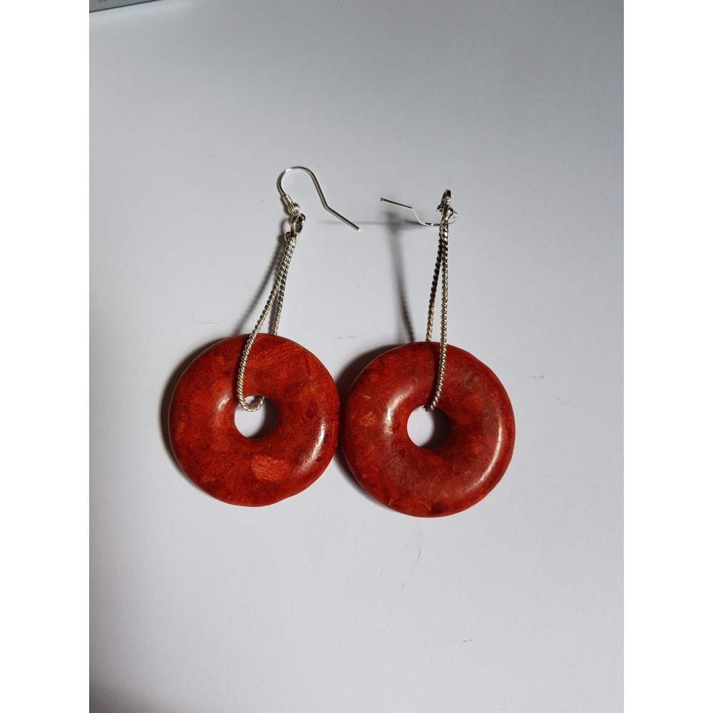 Sterling silver earrings and corals RedHarbinger