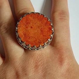 Sterling Silver ring and natural coral stone PutitontheRed