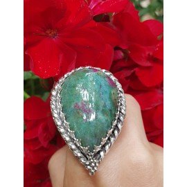 Large Sterling silver ring zoisite PeachyLove