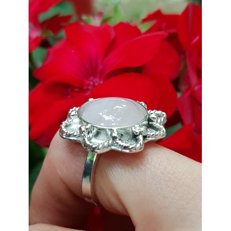 Sterling silver ring and natural quartz Cloudy Pink, Bijuterii de argint lucrate manual, handmade