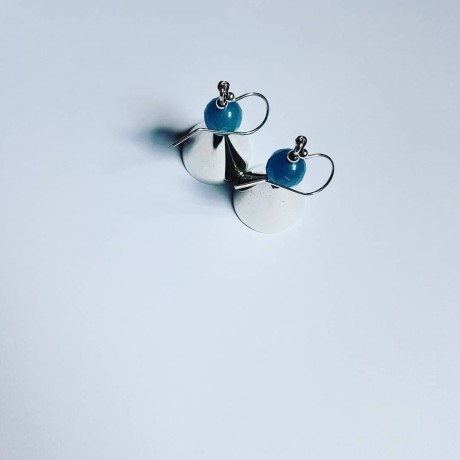Sterling silver earrings and angelite, Bijuterii de argint lucrate manual, handmade