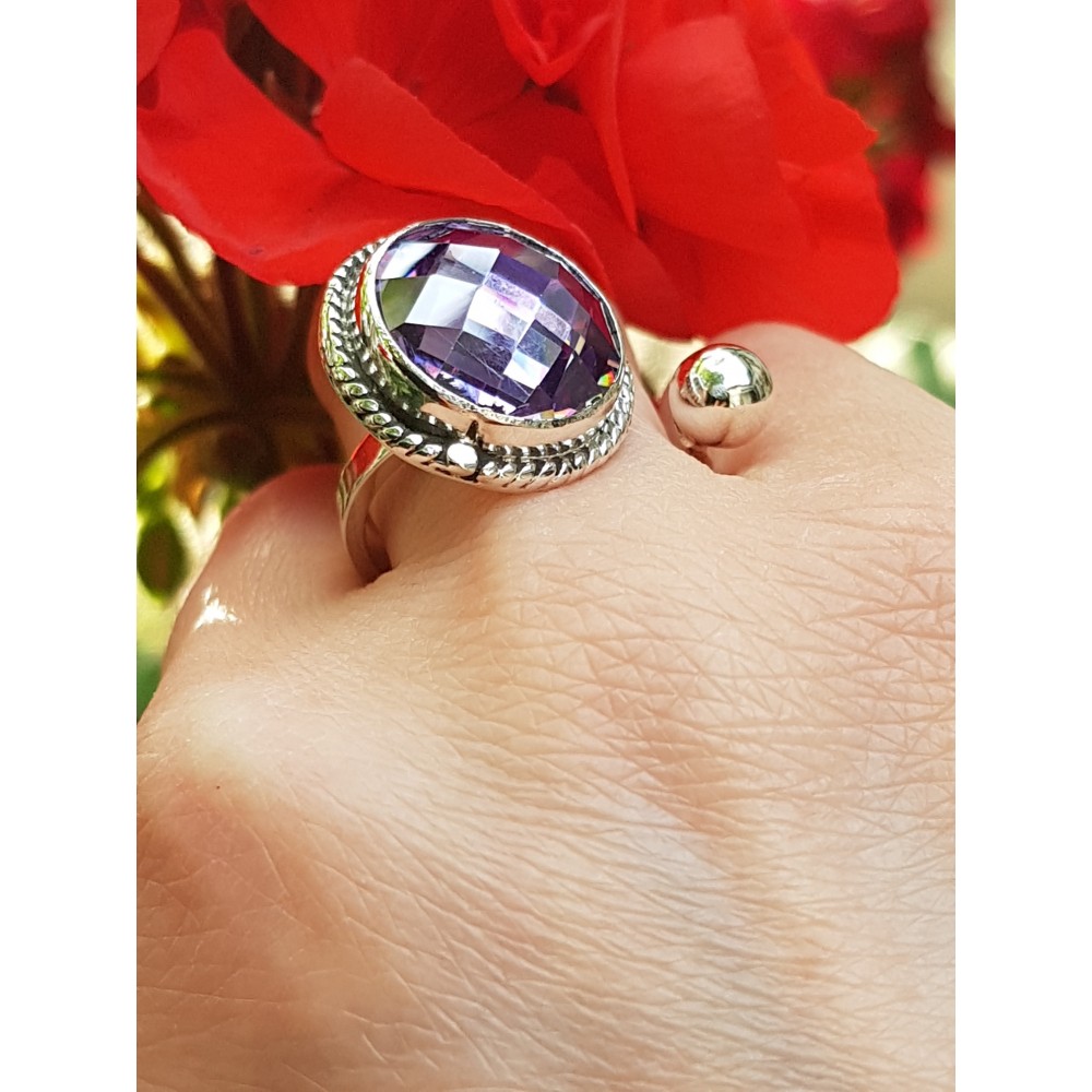 Sterling silver ring and crystal Tandemic