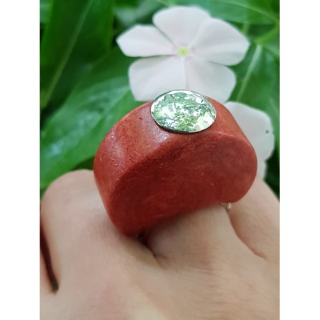 Sterling silver ring with natural coral stone TotheTop, Bijuterii de argint lucrate manual, handmade