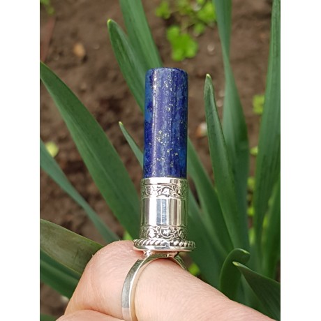 Sterling silver ring and natural lapislazuli Blue Tower, Bijuterii de argint lucrate manual, handmade
