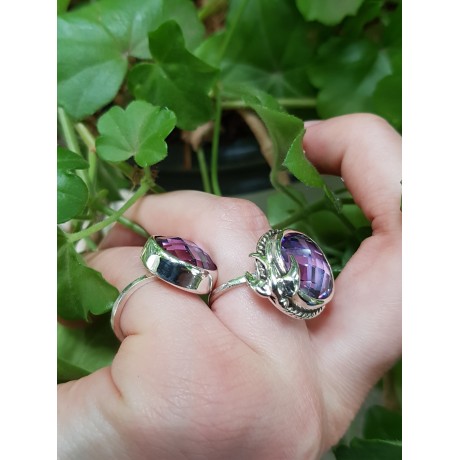 Sterling silver ring and crystal PurpleBirdie, Bijuterii de argint lucrate manual, handmade