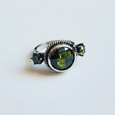 Sterling silver ring and peridote Three times Lucky, Bijuterii de argint lucrate manual, handmade
