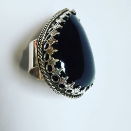 Sterling silver ring with natural Obsidian All Flavours of Love