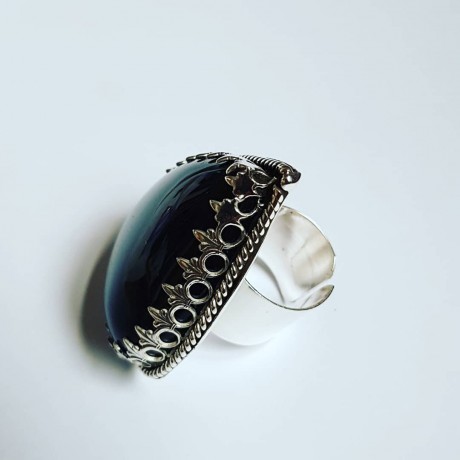 Sterling silver ring with natural Obsidian All Flavours of Love, Bijuterii de argint lucrate manual, handmade