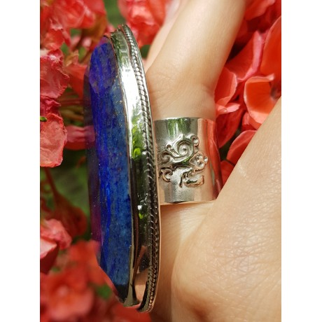Large Sterling silver ring and natural lapislazuli Gargantuan Blues, Bijuterii de argint lucrate manual, handmade