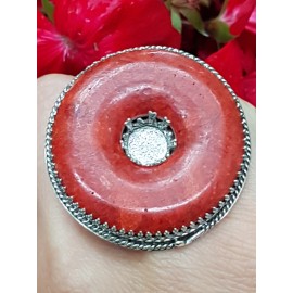 Sterling silver ring with red coral RedismyTotemColour