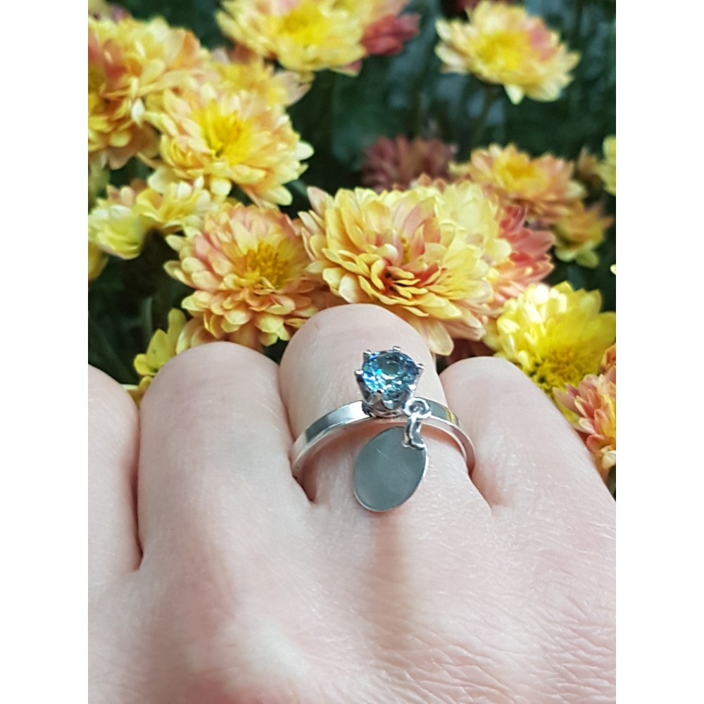 Sterling silver ring and aquamarine AquaFlirt