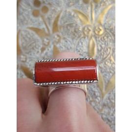 Sterling silver ring with natural jasper MidRed
