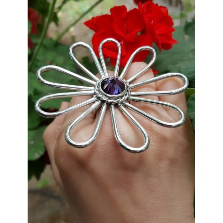 Large Sterling silver ring Colosal Flower, Bijuterii de argint lucrate manual, handmade