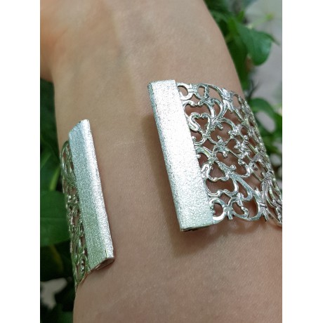 Silver cuff Lace & Grace, Bijuterii de argint lucrate manual, handmade