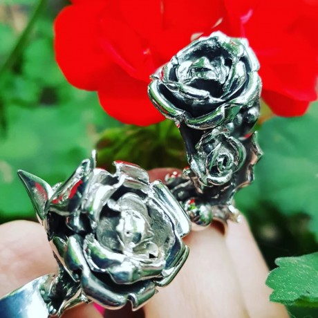 Sterling silver ring Rosa Nonchalanta, Bijuterii de argint lucrate manual, handmade