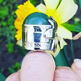 Sterling silver ring with natural aventurine stone Green Anthem
