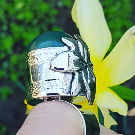 Sterling silver ring with natural aventurine stone Green Anthem, Bijuterii de argint lucrate manual, handmade