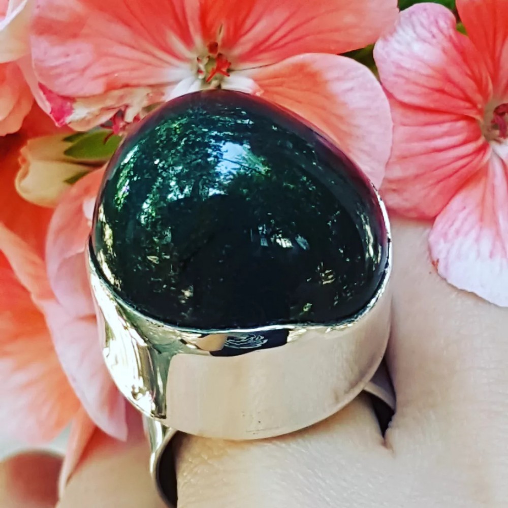 Sterling silver ring with natural jasper