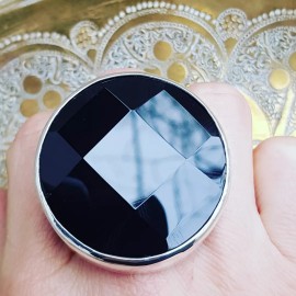 Sterling silver ring with natural onyx stone QuestforBlack