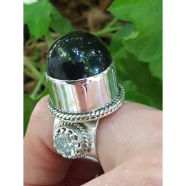 Sterling silver ring with natural onyx stone VelvetMount