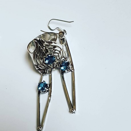 Sterling silver earrings and aquamarines LoveandDaggers, Bijuterii de argint lucrate manual, handmade