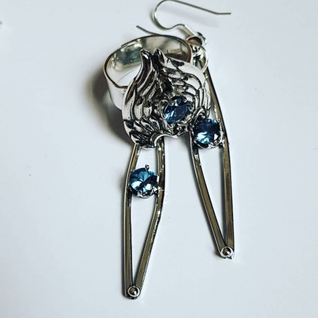 Sterling silver earrings and aquamarines LoveandDaggers, Bijuterii de argint lucrate manual, handmade