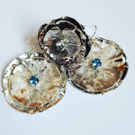 Sterling silver earrings and aquamarines AquaDreams, Bijuterii de argint lucrate manual, handmade