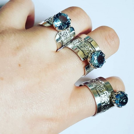 Sterling silver ring and aquamarine HindandForeLove, Bijuterii de argint lucrate manual, handmade