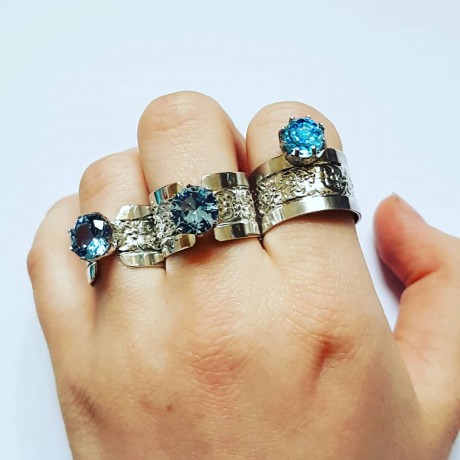 Sterling silver ring and aquamarine HindandForeLove, Bijuterii de argint lucrate manual, handmade