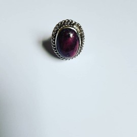 Sterling silver ring with natural ruby zoisite