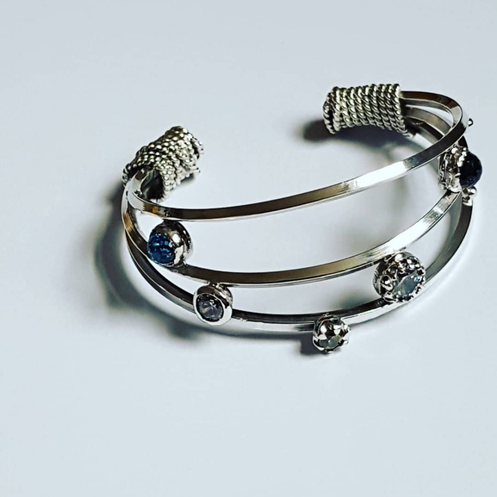 Sterling silver cuff and Swarovski crystals Streamlineisbutcrooked