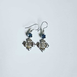 Sterling silver earrings and aquamarines FlowerPeak, Bijuterii de argint lucrate manual, handmade