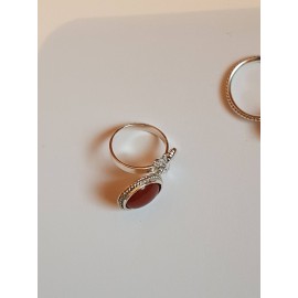 Sterling silver ring with natural carnelian Red Beaky