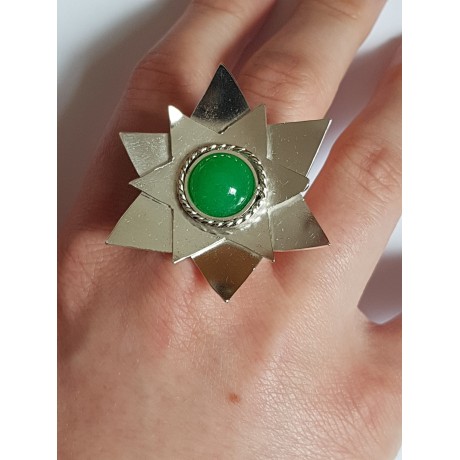 Sterling silver ring with natural agate stone Waste of Green, Bijuterii de argint lucrate manual, handmade