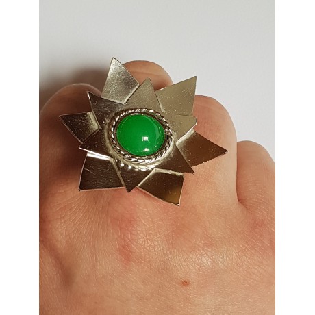 Sterling silver ring with natural agate stone Waste of Green, Bijuterii de argint lucrate manual, handmade