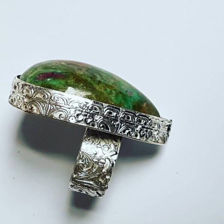 Sterling silver ring with natural zoisite Talismanic, Bijuterii de argint lucrate manual, handmade