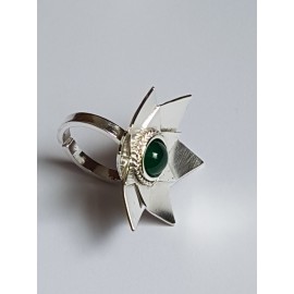 Sterling silver ring Staple Green