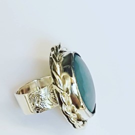 Sterling silver ring with natural Anhydrite Lithe Angelum