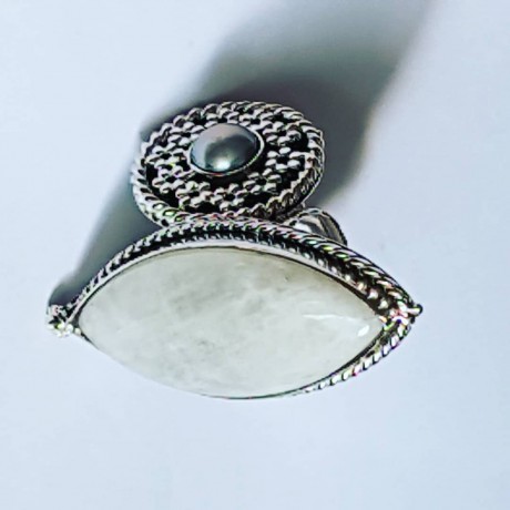 LARGE ring made entirely by hand in solid Ag925 silver and moonstone natural Moon Vibes, Bijuterii de argint lucrate manual, handmade