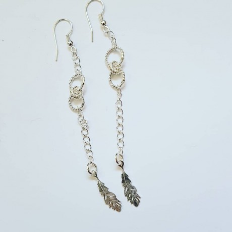Sterling silver earrings Featherish, Bijuterii de argint lucrate manual, handmade