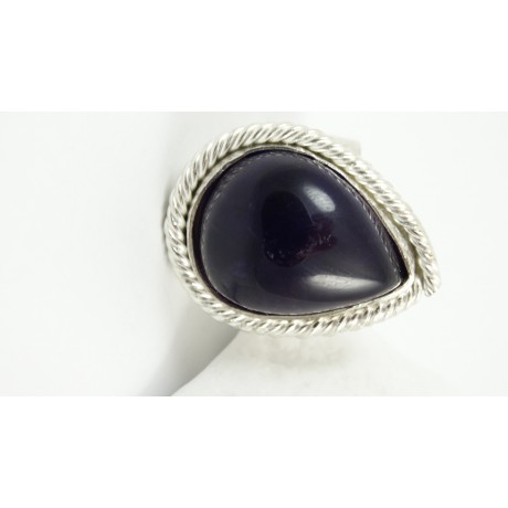 Sterling silver ring Guilded Love with large natural amethyst, Bijuterii de argint lucrate manual, handmade