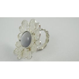 Sterling silver and pure filigree ring Fleur Couture, Bijuterii de argint lucrate manual, handmade