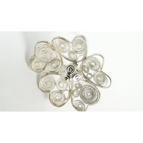 Sterling silver ring Fleur du Coeur with pure filigree, Bijuterii de argint lucrate manual, handmade