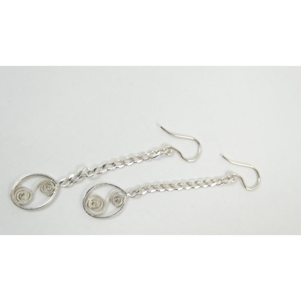 Sterling silver and pure silver filigree earrings Joyeuse