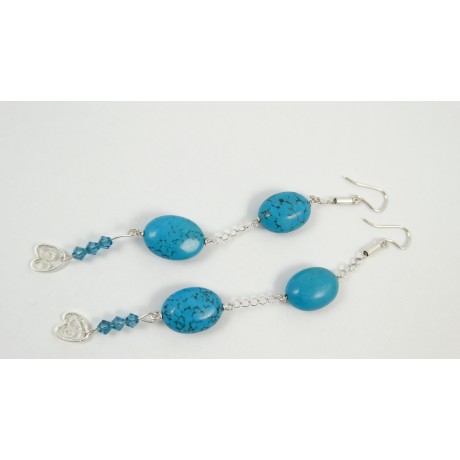 Sterling silver earrings Light Blues, Bijuterii de argint lucrate manual, handmade