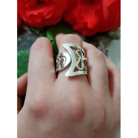 Sterling silver ring with 14k gold, Tease and Please,, Bijuterii de argint lucrate manual, handmade