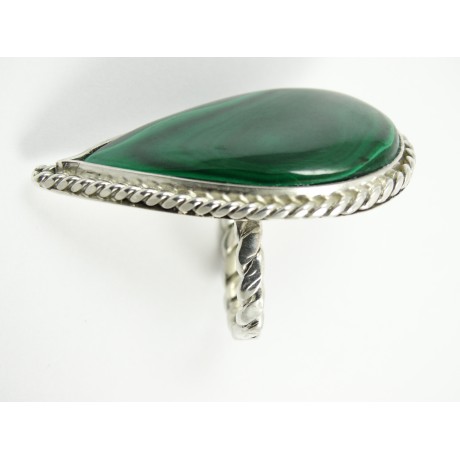 Large sterling silver ring OverGreens and Undertones with natural malachite, Bijuterii de argint lucrate manual, handmade